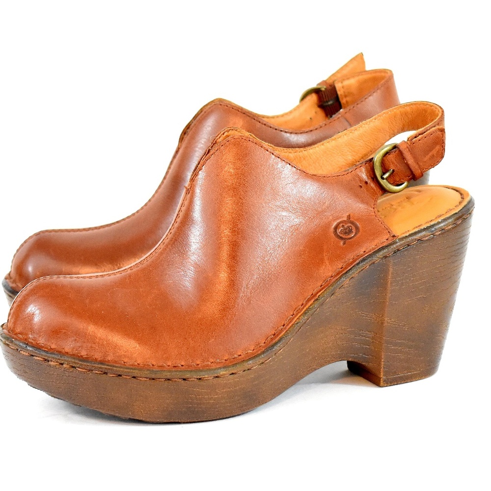 BØRN 'Flowers' Women's Slingback Leather Clog EUC